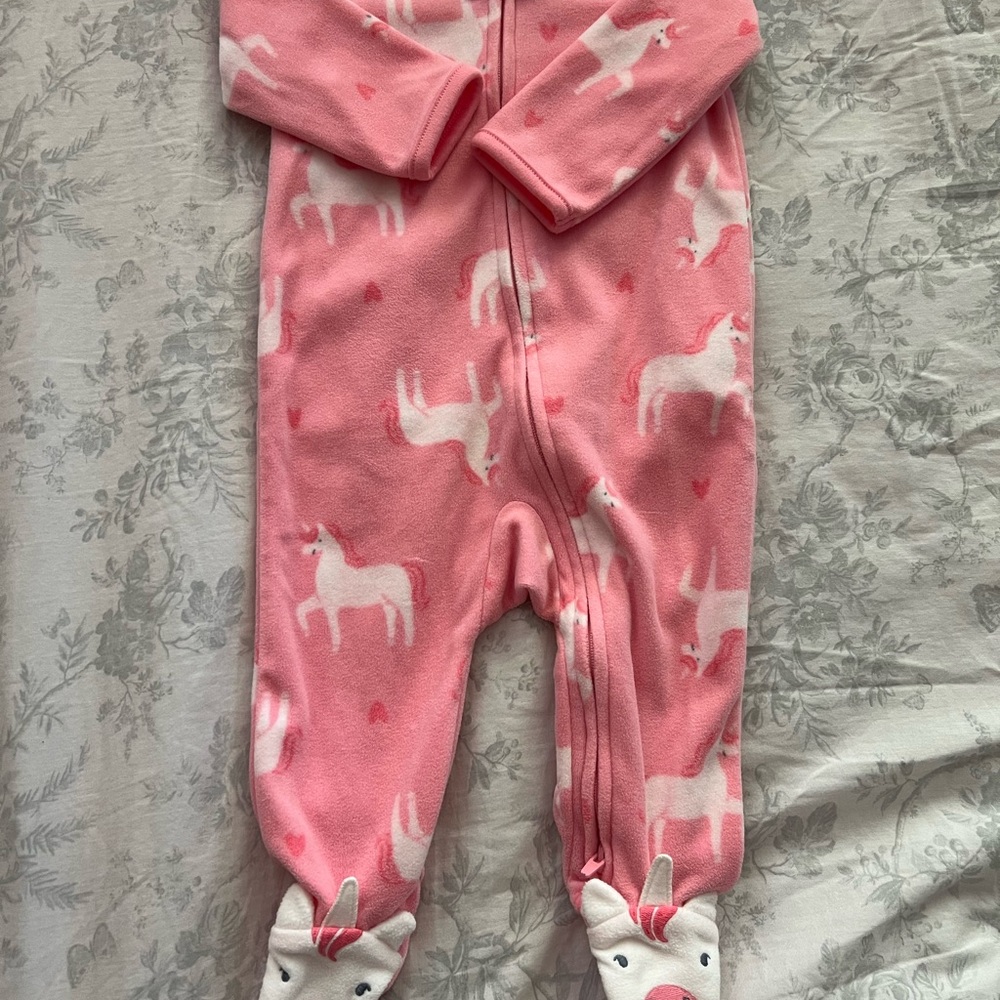 Carter's Pink and White Unicorn Footie One Piece
